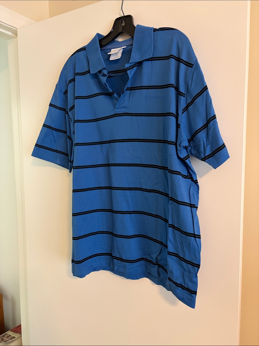 Men's Royal Blue Boeing Striped Polo Shirt